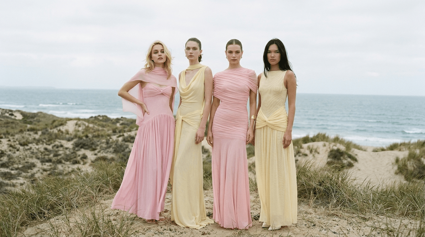 bridesmaid dresses for the beach Elevated – Non-Matching Size:XS/Small Gold Bridesmaids Dresses & Gowns shown in Teal. High-Neck Lounge Dress |
