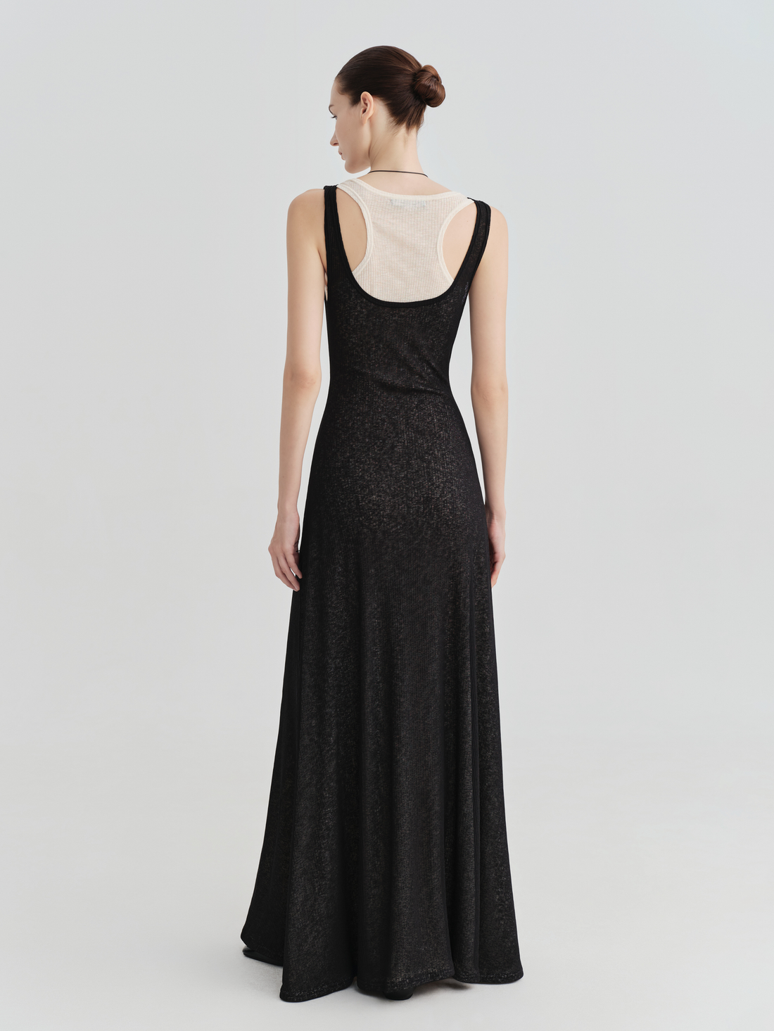 Black Ribbed Layered Tank Maxi Dress - COCOSIN.OFFICIAL