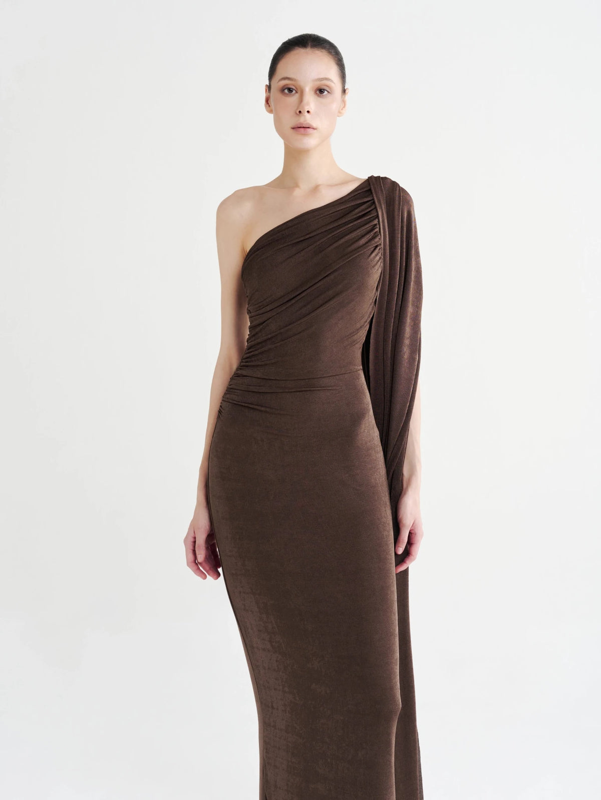 Asymmetric Draped Cape Gown - COCOSIN.OFFICIAL
