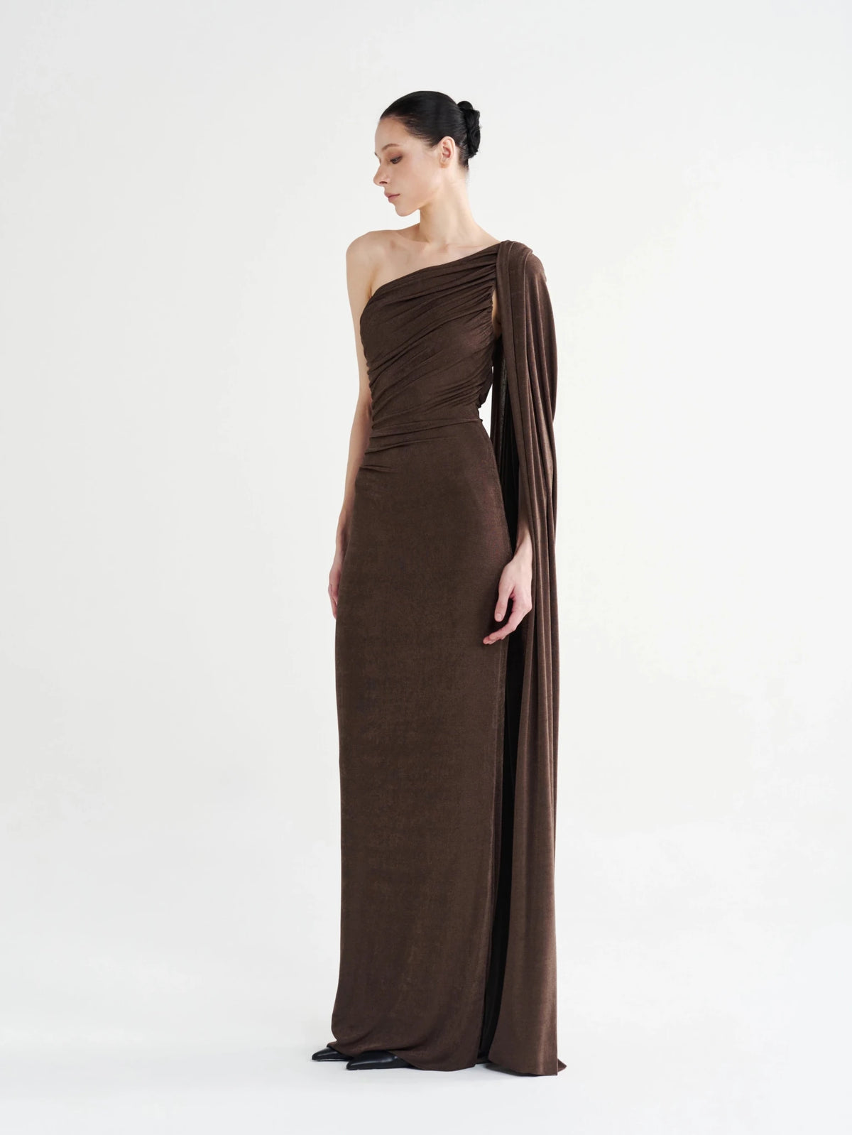 Asymmetric Draped Cape Gown - COCOSIN.OFFICIAL