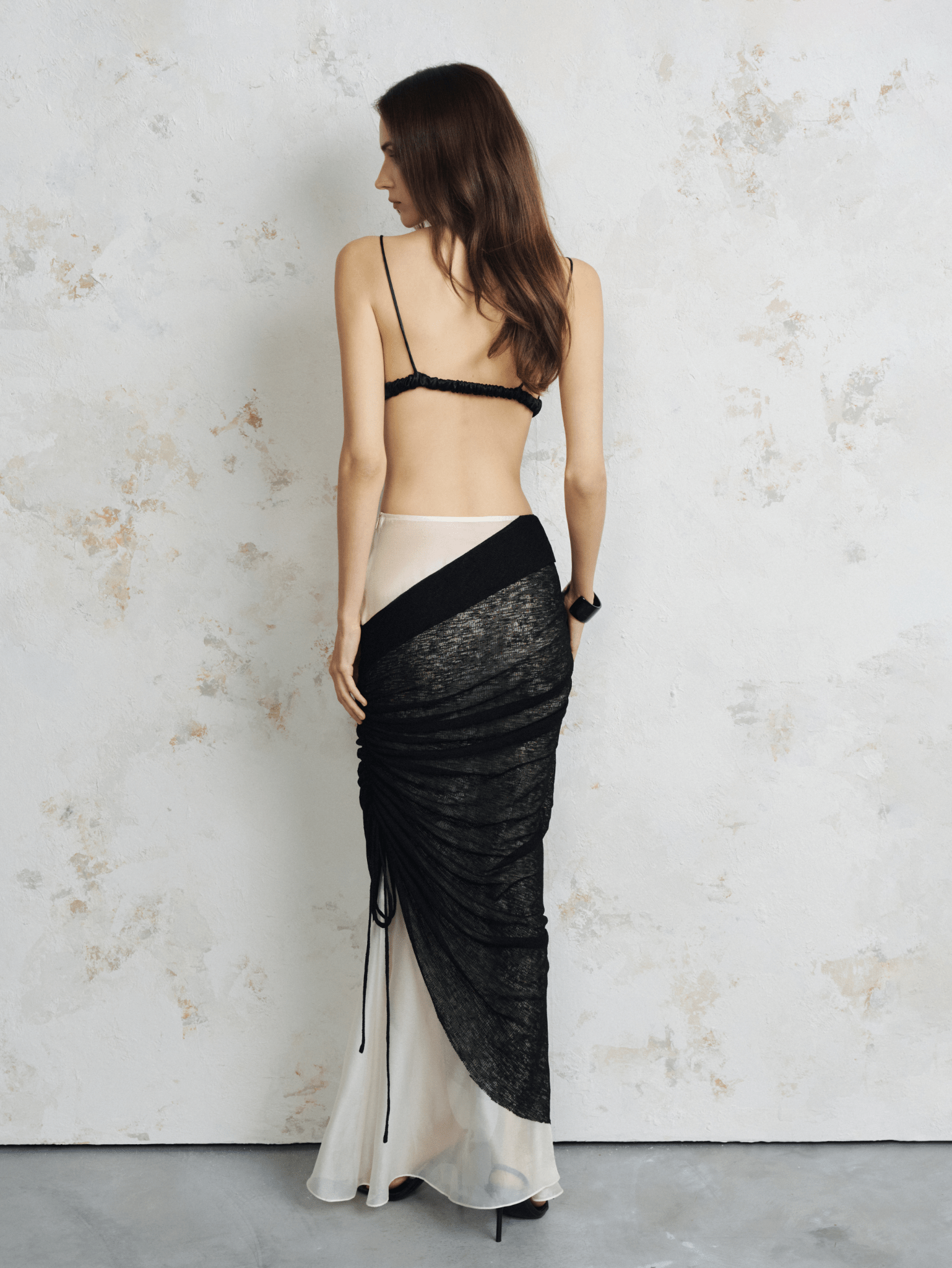 Asymmetric Ruched Maxi Skirt - COCOSIN.OFFICIAL