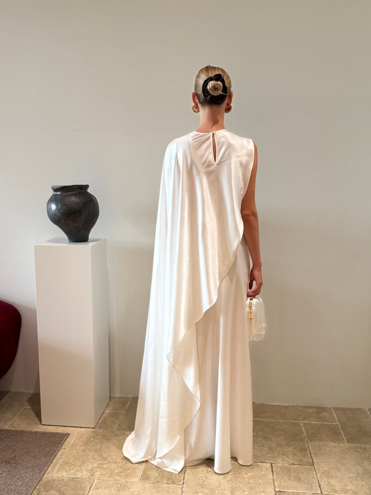 aurelia crepe & satin maxi dress Aurelia Satin Drape Gown