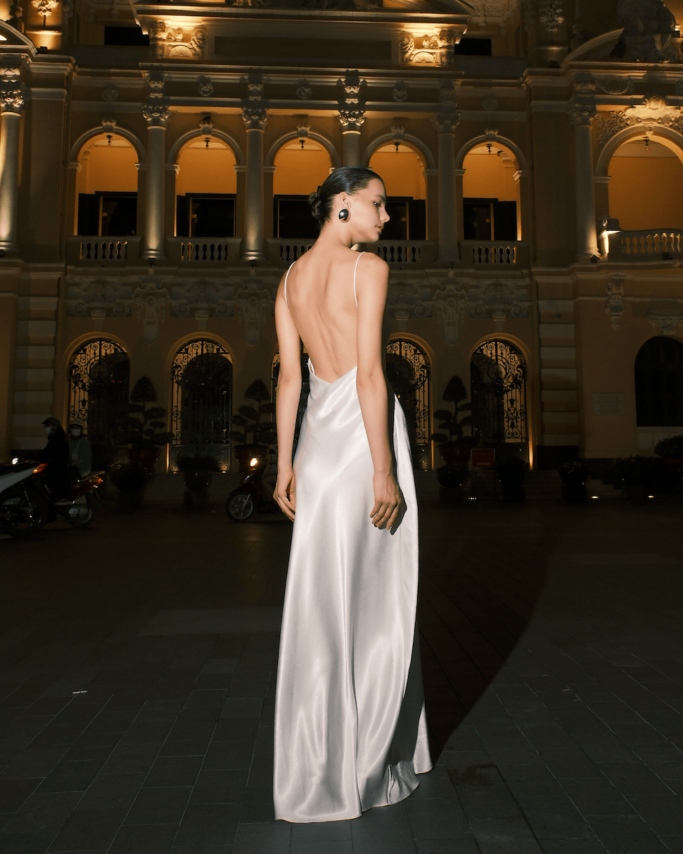 Aurelia Satin Drape Gown - COCOSIN.OFFICIAL
