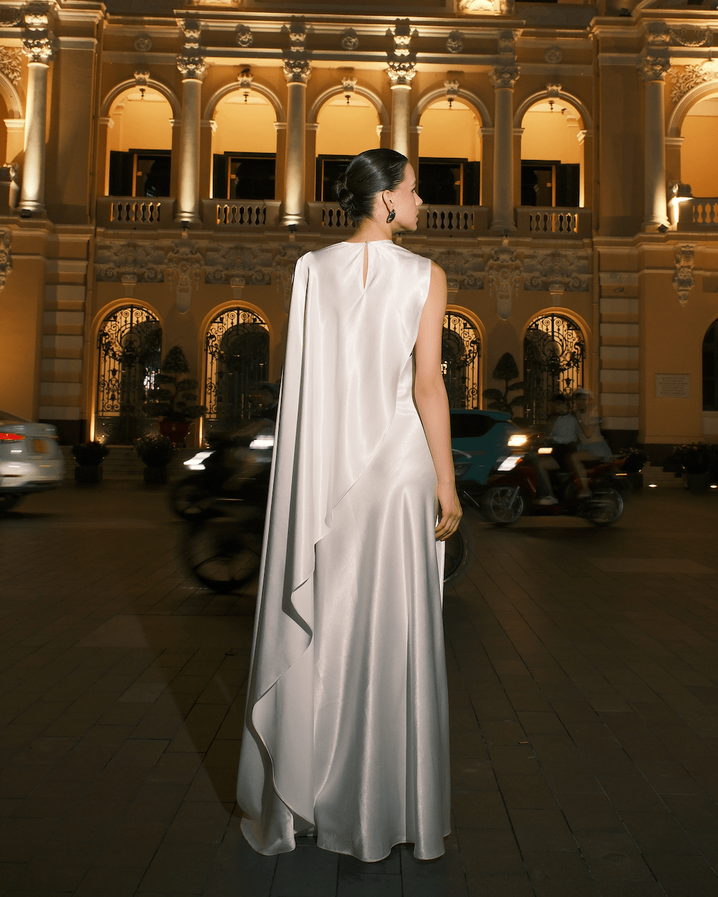 aurelia crepe & satin maxi dress Aurelia Satin Drape Gown