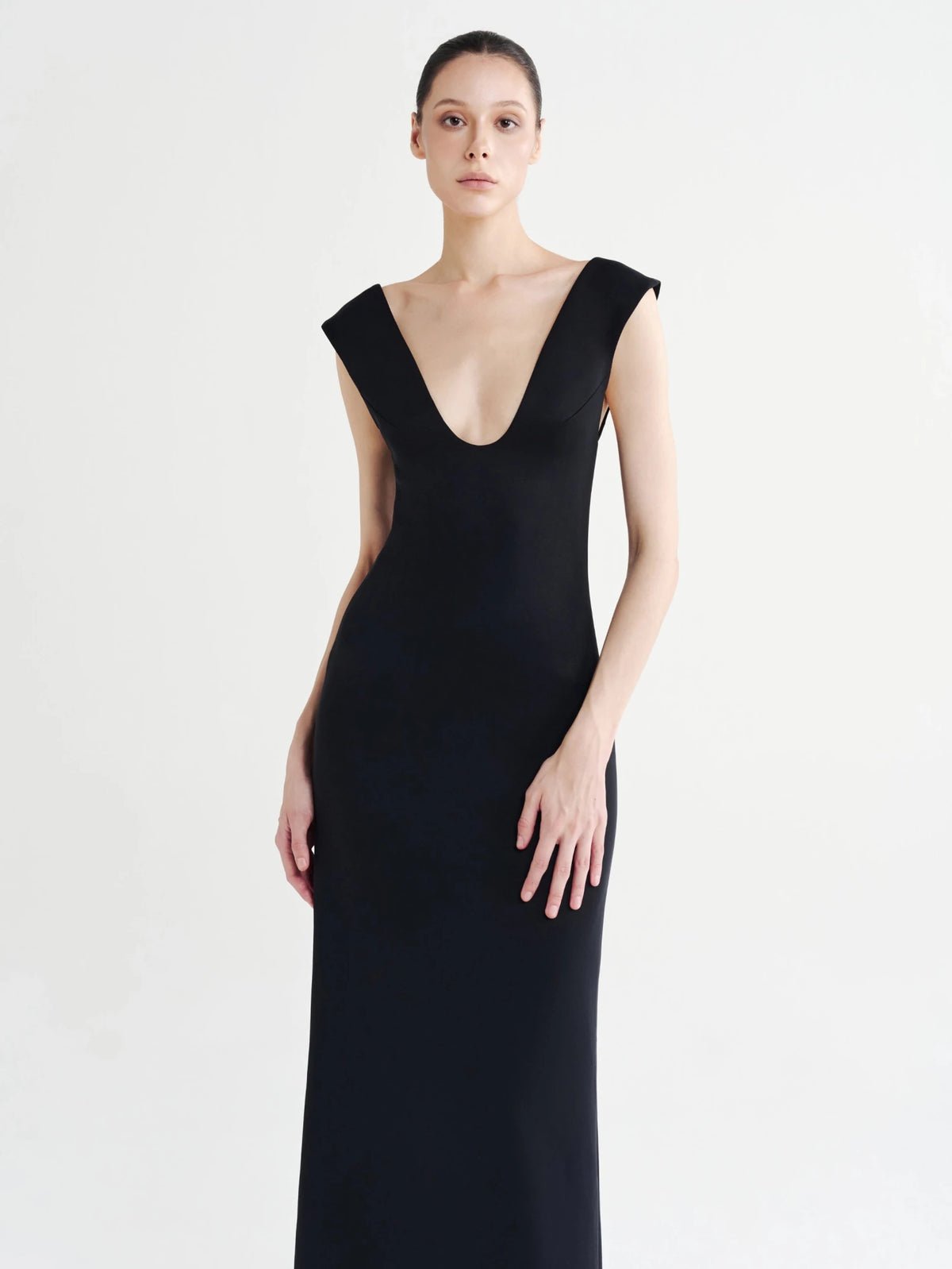 Deep Scoop-Neck Column Dress - COCOSIN.OFFICIAL