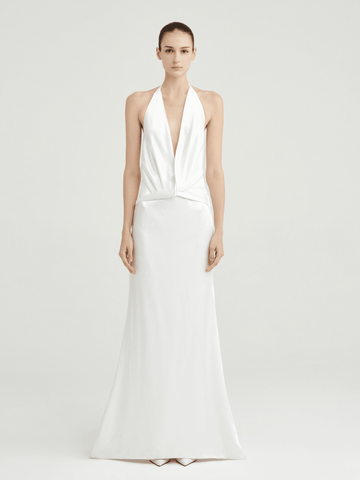 Elegant Backless Satin Dress with Mesh Drape Detail COCOSIN.OFFICIAL Elegant Backless Satin Dress with Mesh Drape Detail COCOSIN.OFFICIAL