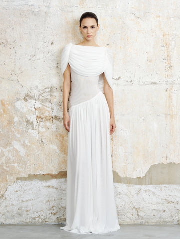Elara Draped Mesh Maxi Dress - COCOSIN.OFFICIAL
