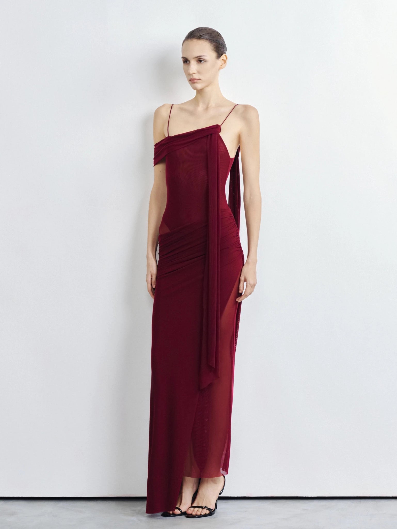 Elysia Asymmetric Mesh Dress - COCOSIN.OFFICIAL