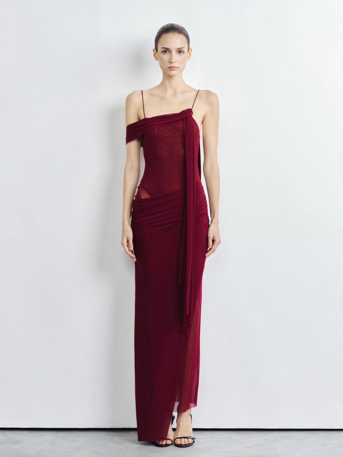 Elysia Asymmetric Mesh Dress - COCOSIN.OFFICIAL