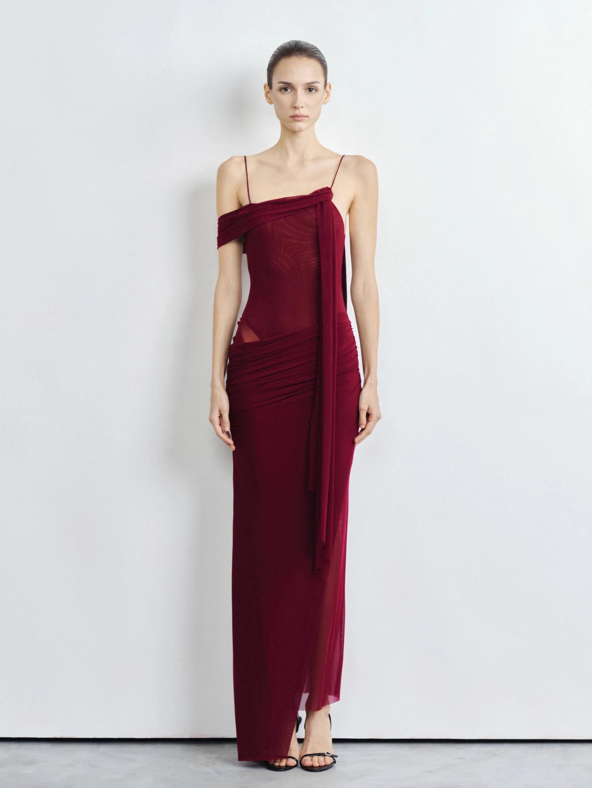 Elysia Asymmetric Mesh Dress - COCOSIN.OFFICIAL