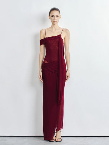 Elysia Asymmetric Mesh Dress - COCOSIN.OFFICIAL