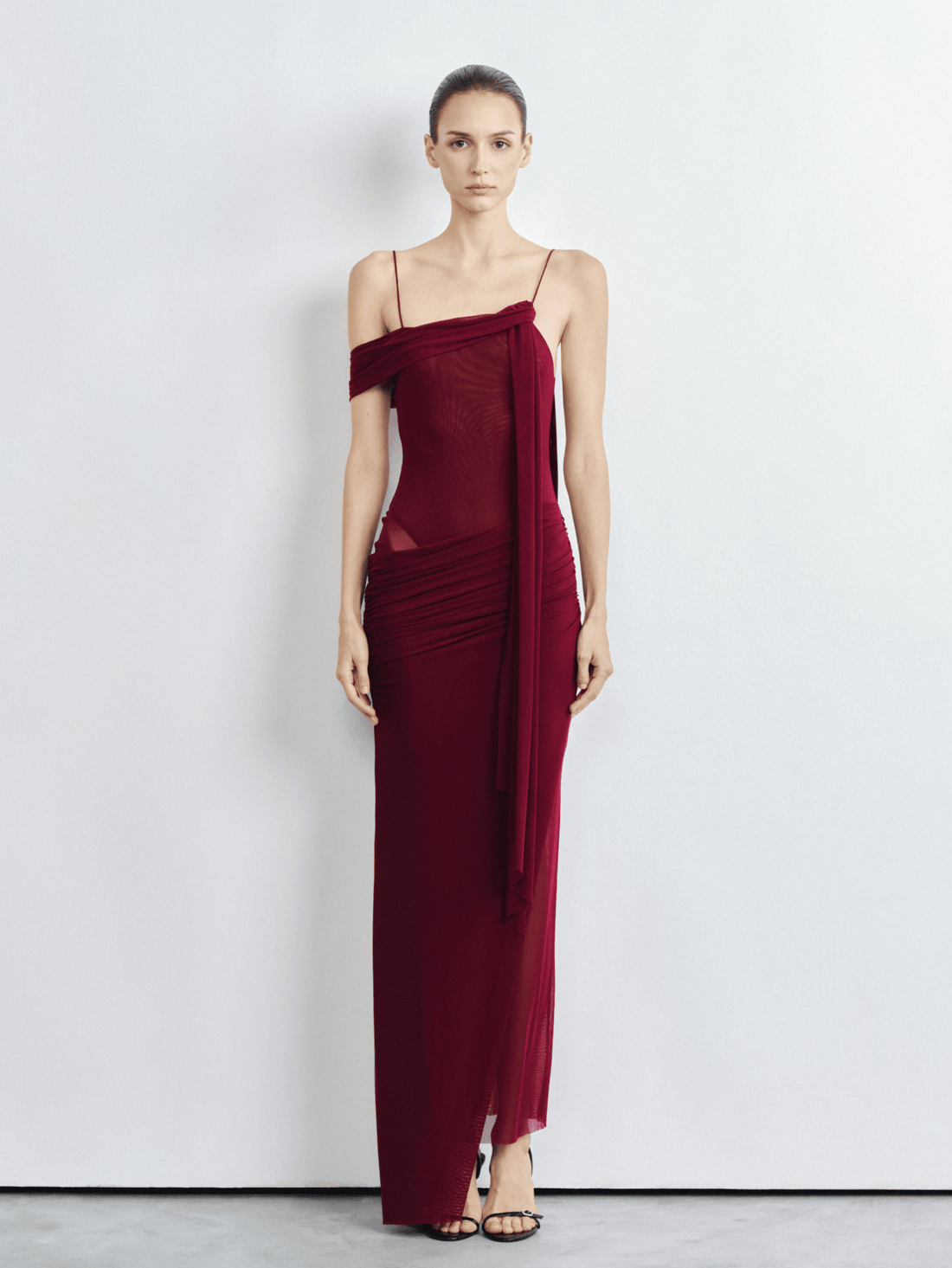 Elysia Asymmetric Mesh Dress - COCOSIN.OFFICIAL