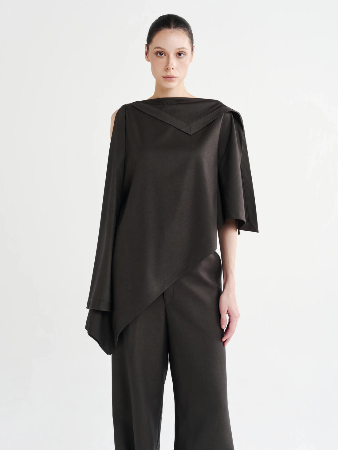 Folded-Collar Draped Top - COCOSIN.OFFICIAL