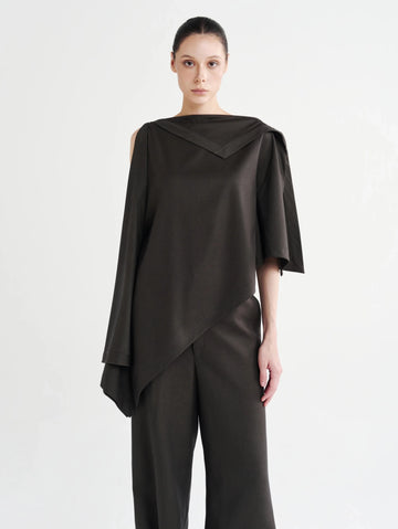Folded-Collar Draped Top - COCOSIN.OFFICIAL