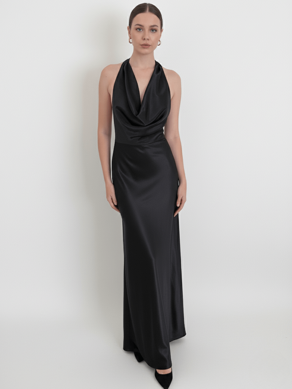 Halter Cowl - Neck Satin Gown - COCOSIN.OFFICIAL