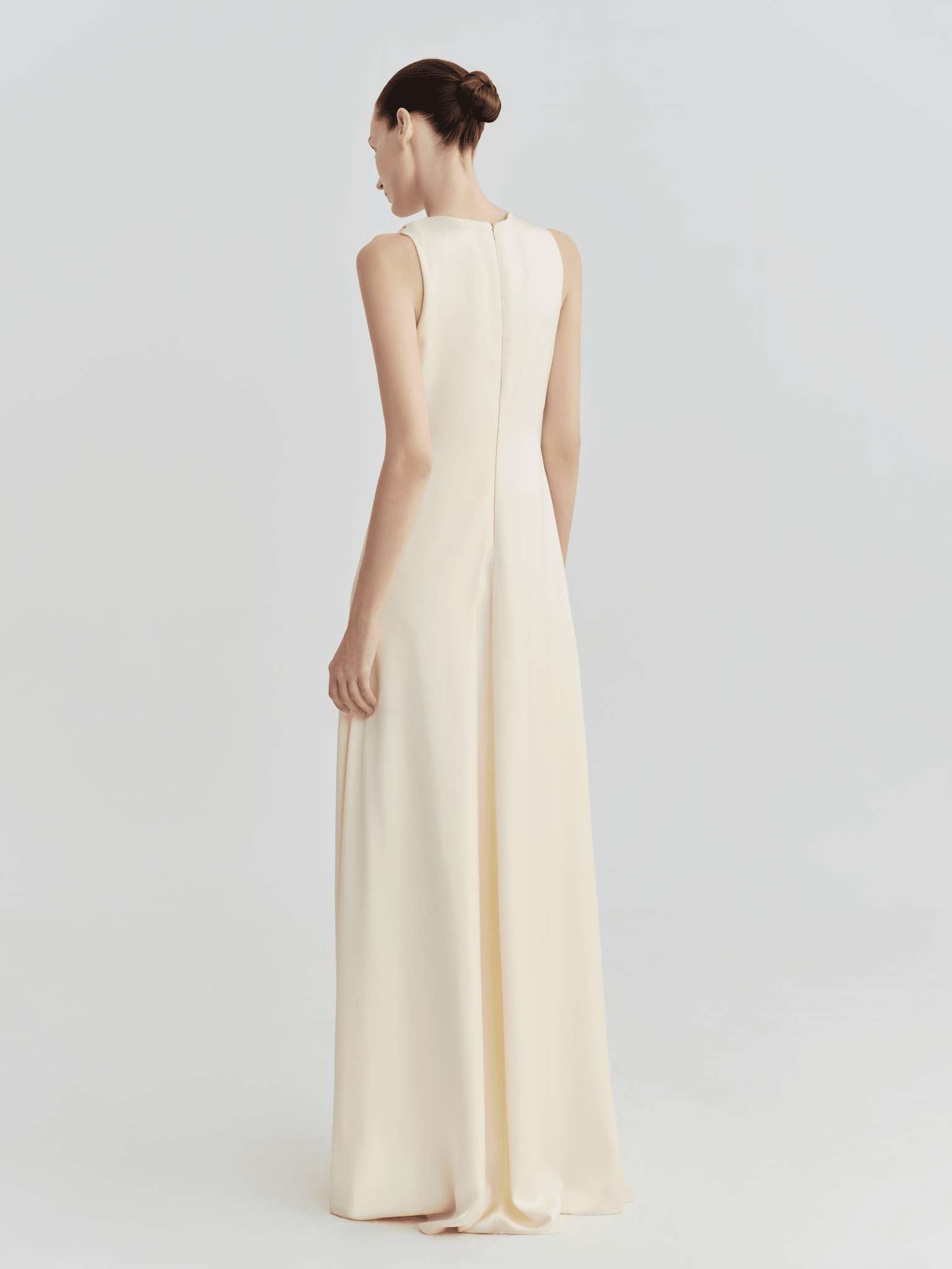Ivory Twist - Strap Deep V Satin Maxi Dress - COCOSIN.OFFICIAL