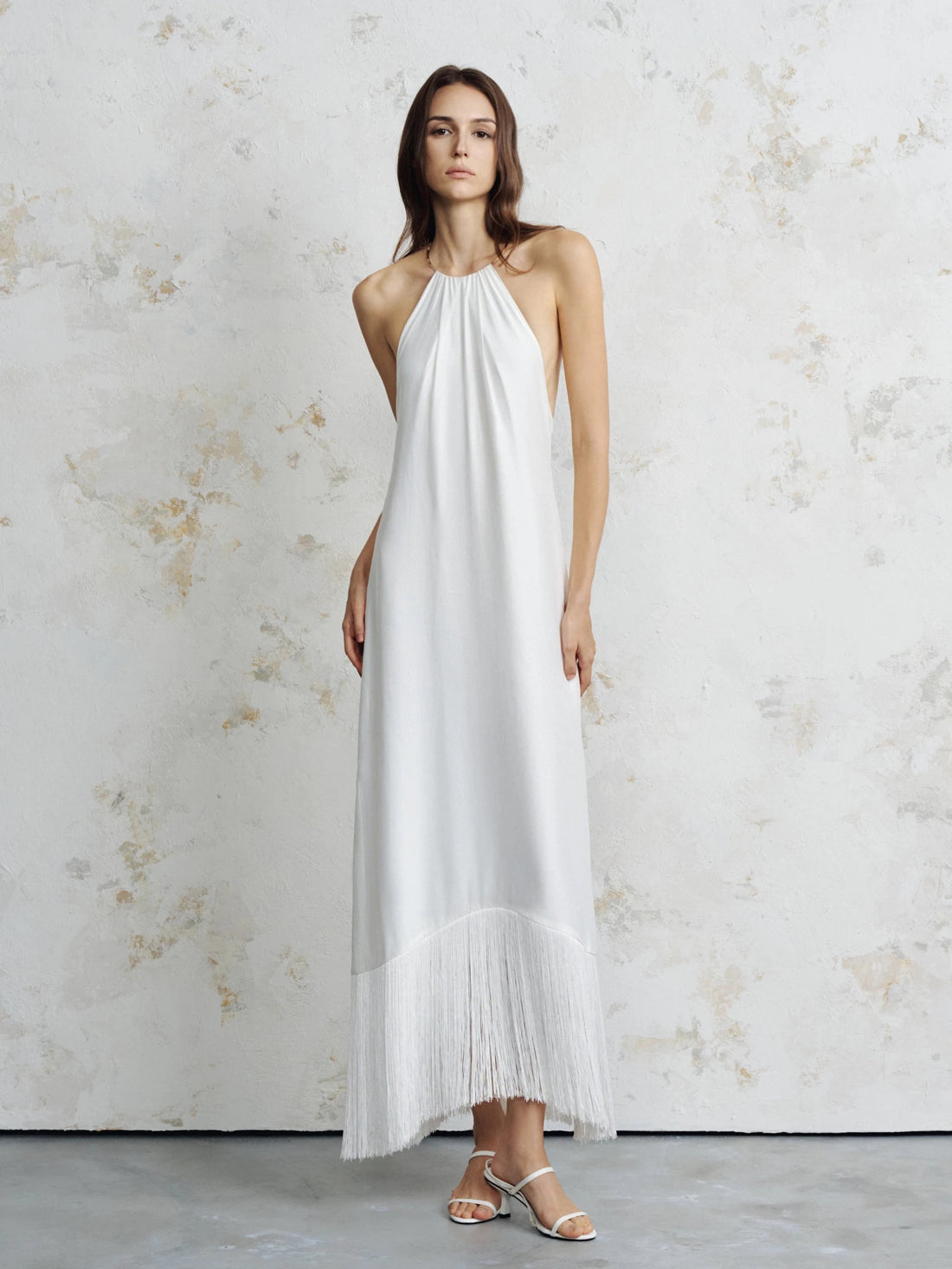 Lyra Fringe Satin Maxi Dress - COCOSIN.OFFICIAL