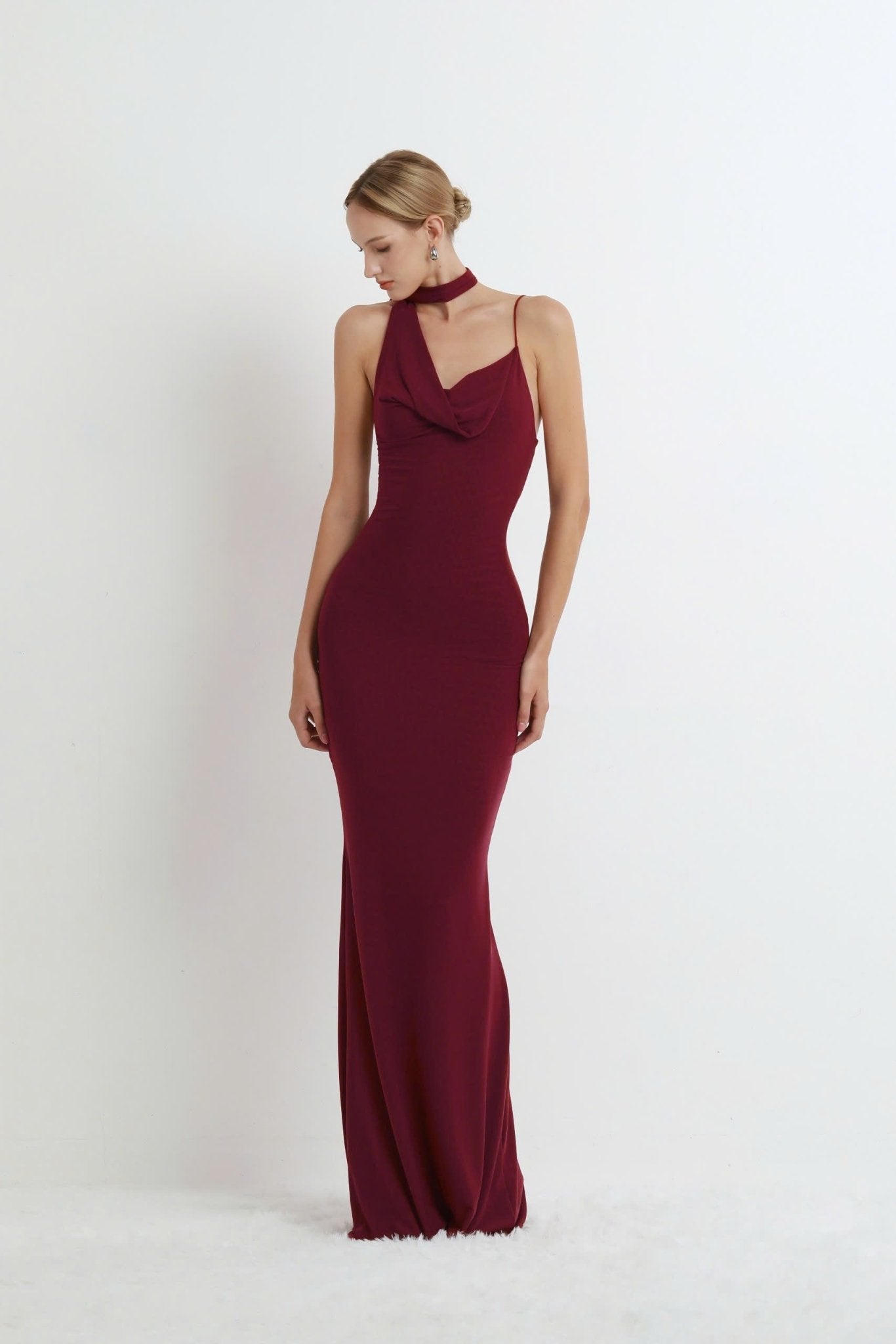 Mesh Halter - Neck Cowl Gown - COCOSIN.OFFICIAL