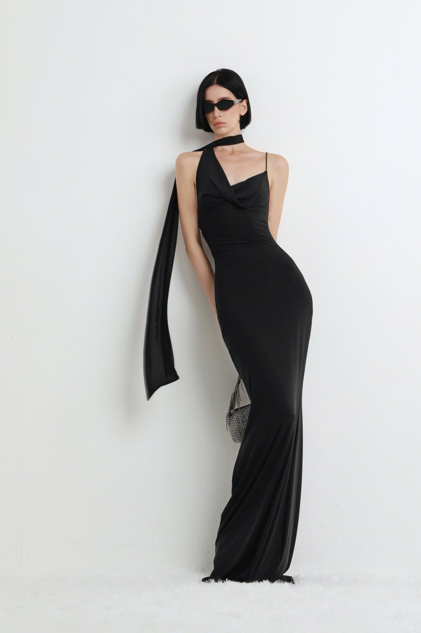Mesh Halter - Neck Cowl Gown - COCOSIN.OFFICIAL