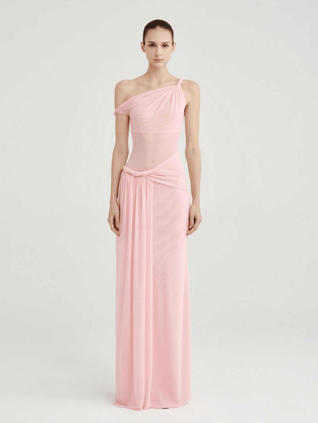 Mesh One - Shoulder Draped Gown - COCOSIN.OFFICIAL