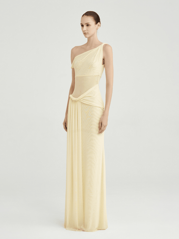Mesh One - Shoulder Draped Gown - COCOSIN.OFFICIAL