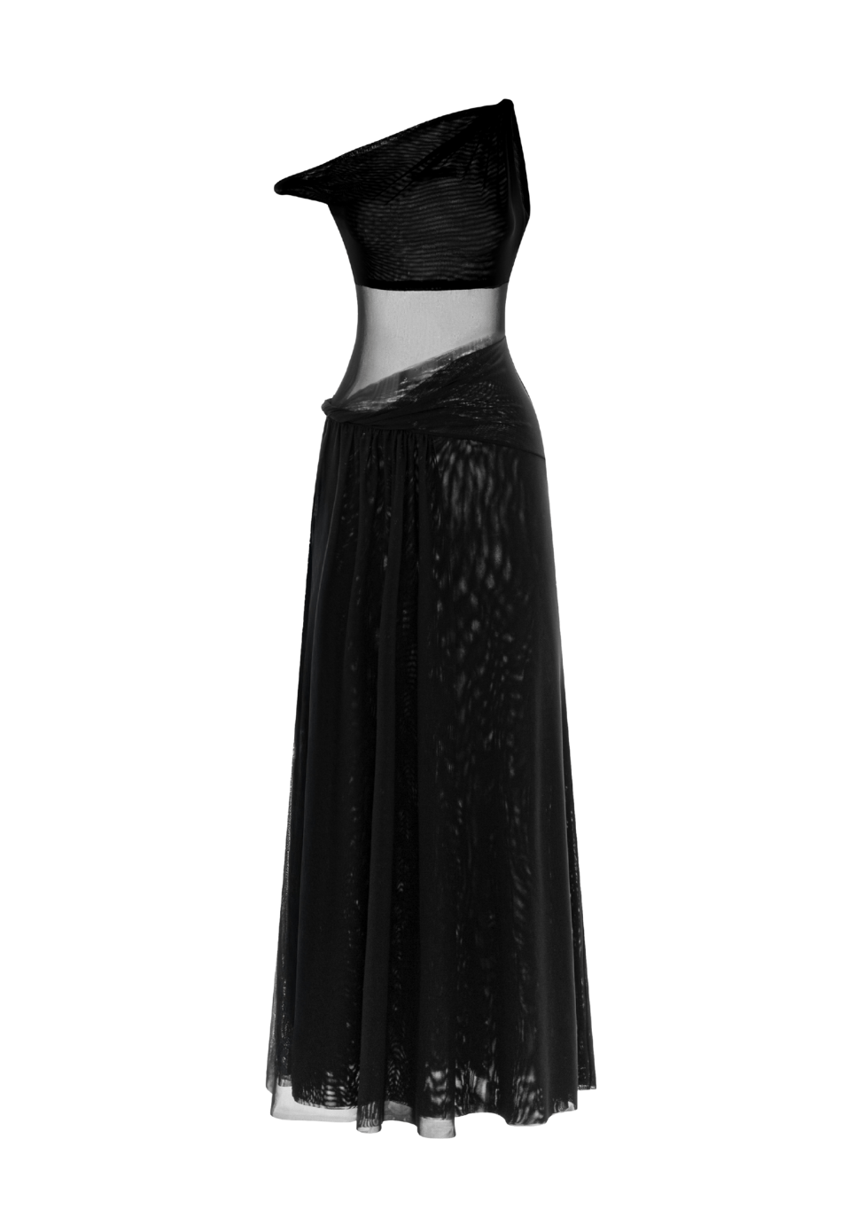 Mesh One - Shoulder Draped Gown - COCOSIN.OFFICIAL