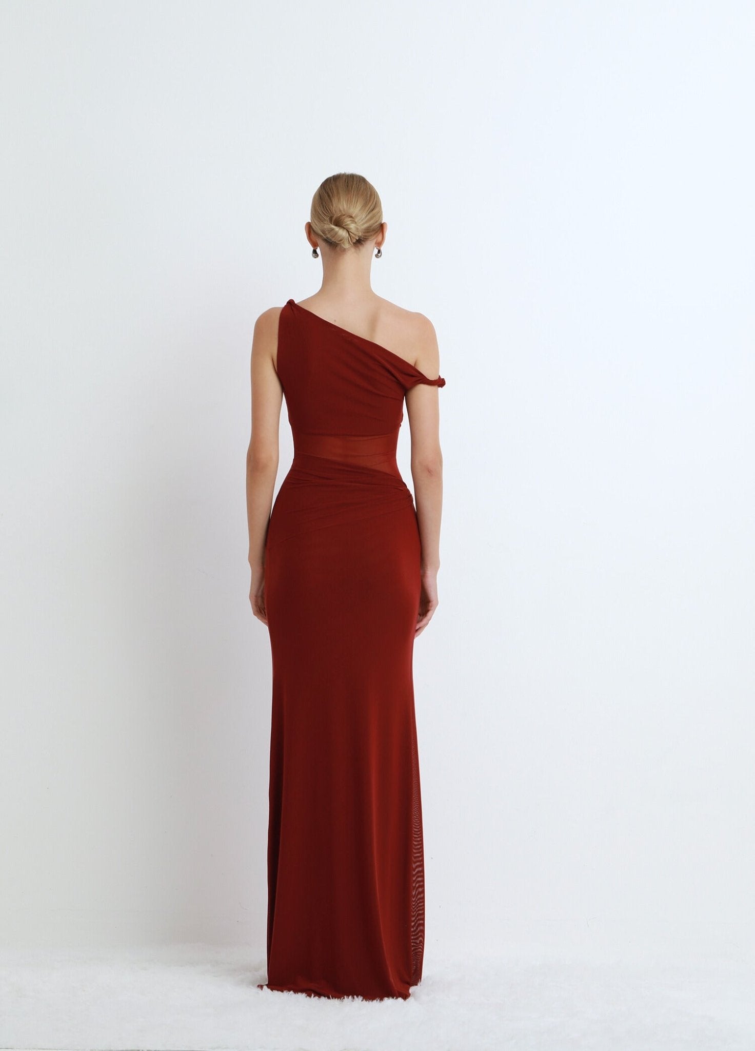 Mesh One - Shoulder Draped Gown - COCOSIN.OFFICIAL