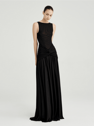mesh twist wrap maxi dress Premium Mesh Evening Wear Maxi Dress – COCOSIN.OFFICIAL