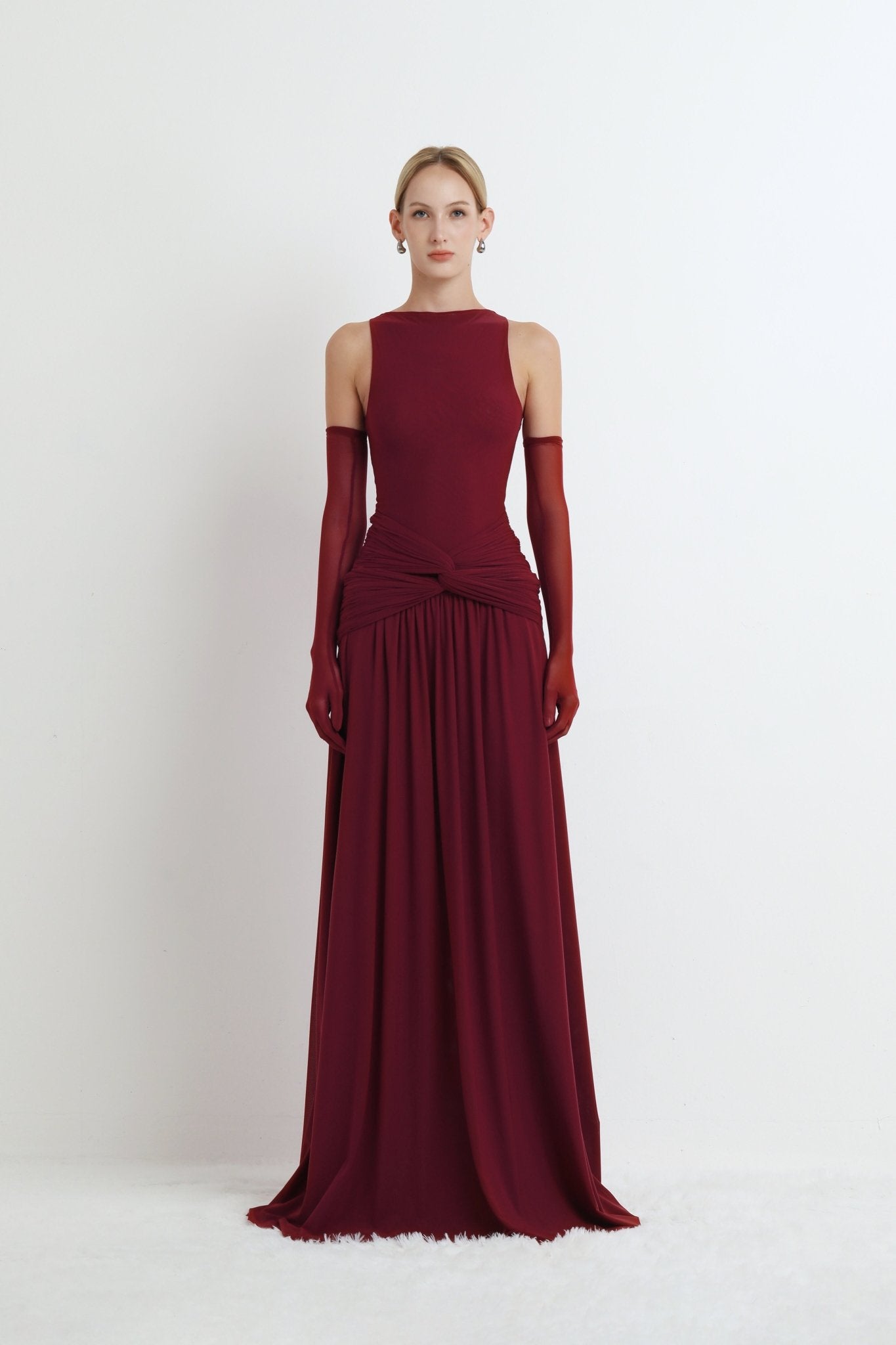 Mesh Twist Waist Maxi Dress - COCOSIN.OFFICIAL