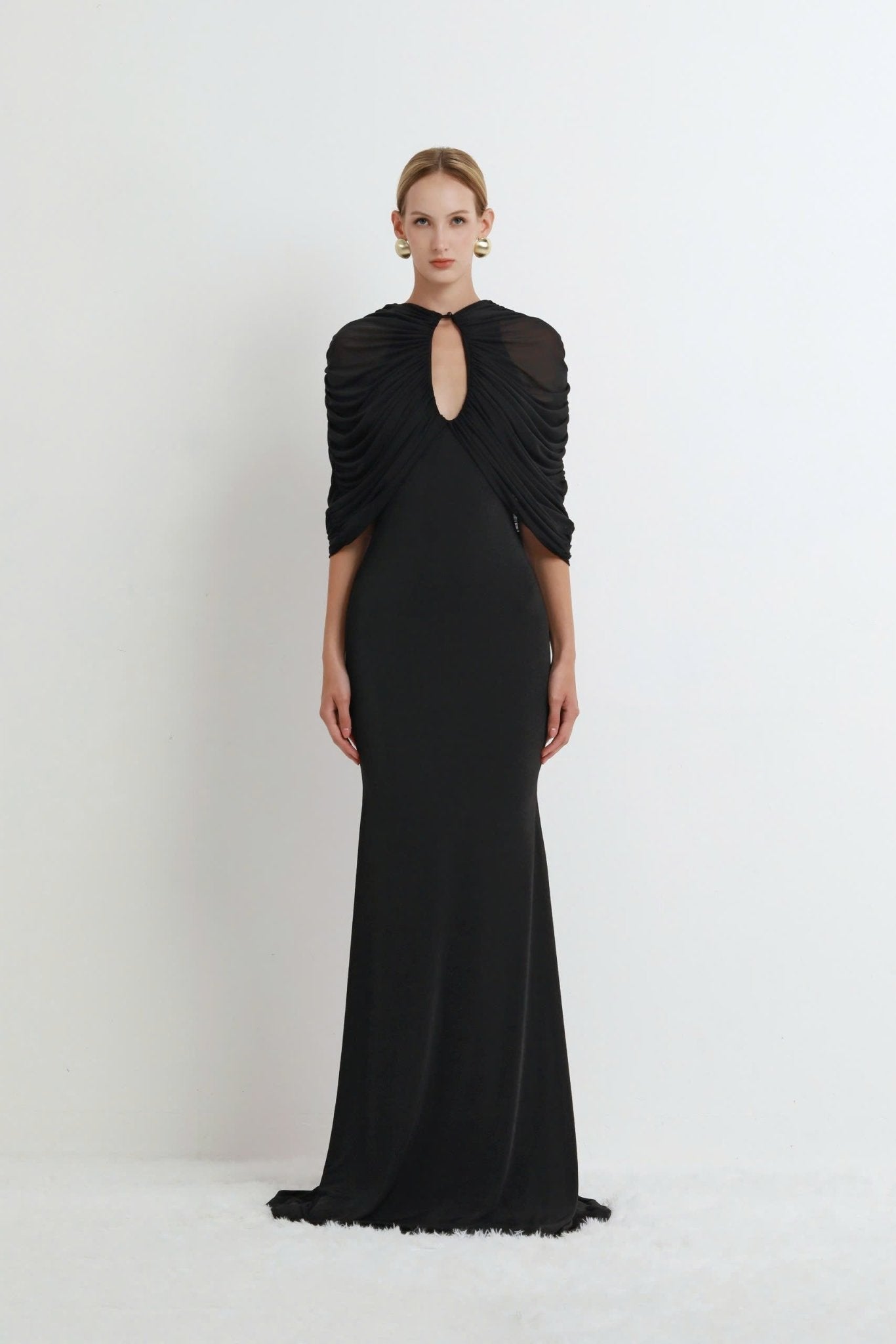 Nocturne Draped Mesh Gown - COCOSIN.OFFICIAL