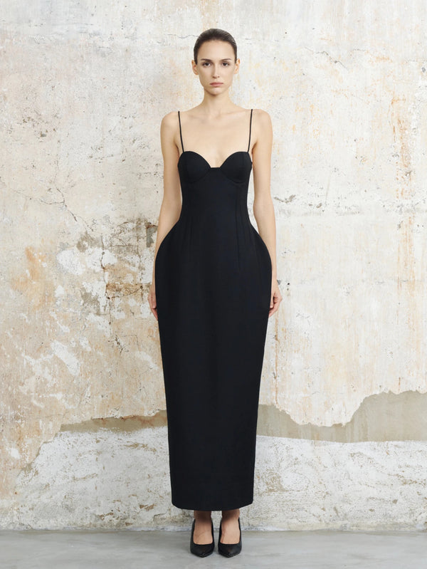 Noir Contour Midi Dress - COCOSIN.OFFICIAL