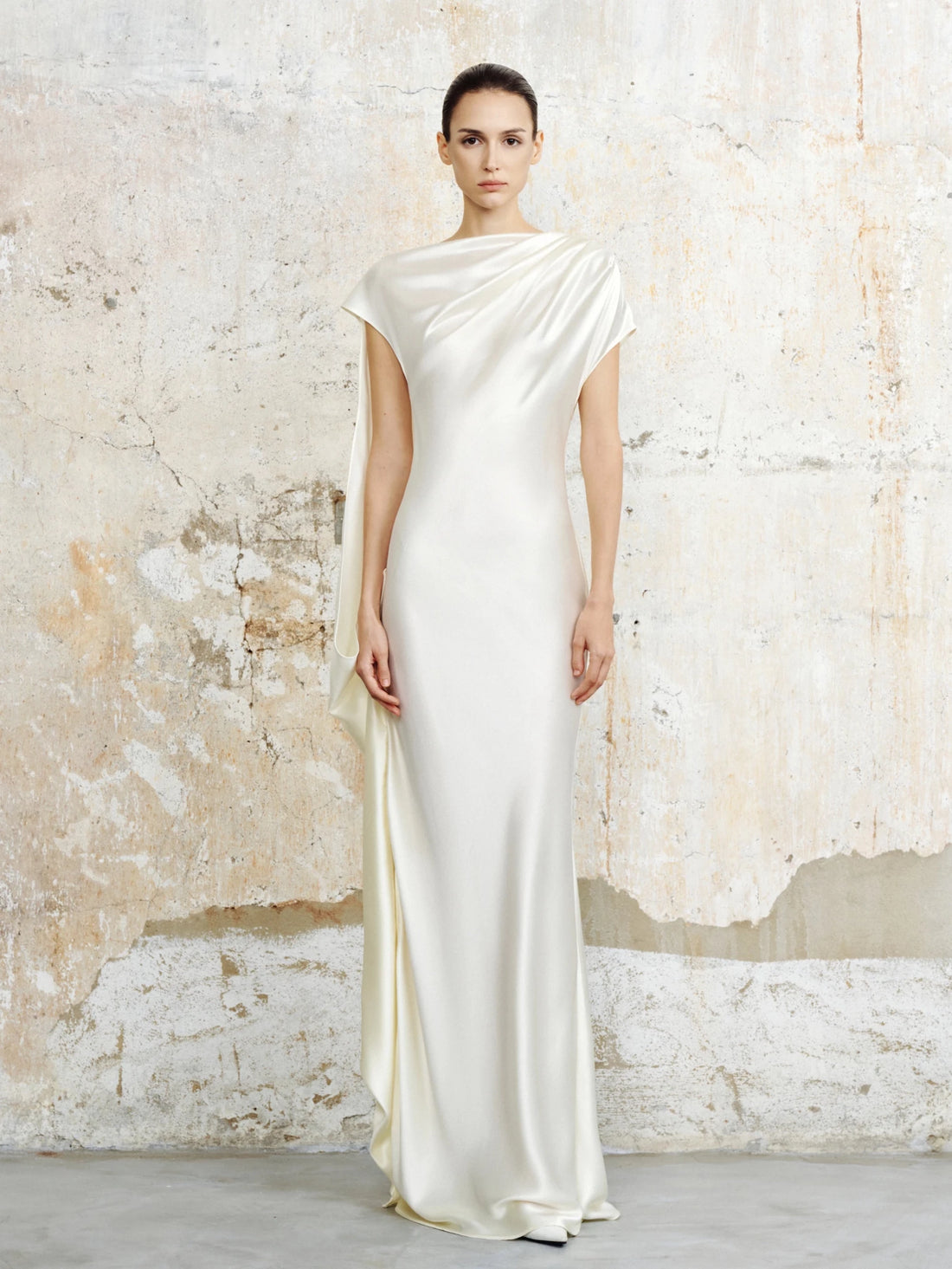 Odette Asymmetric Satin Maxi Dress - COCOSIN.OFFICIAL