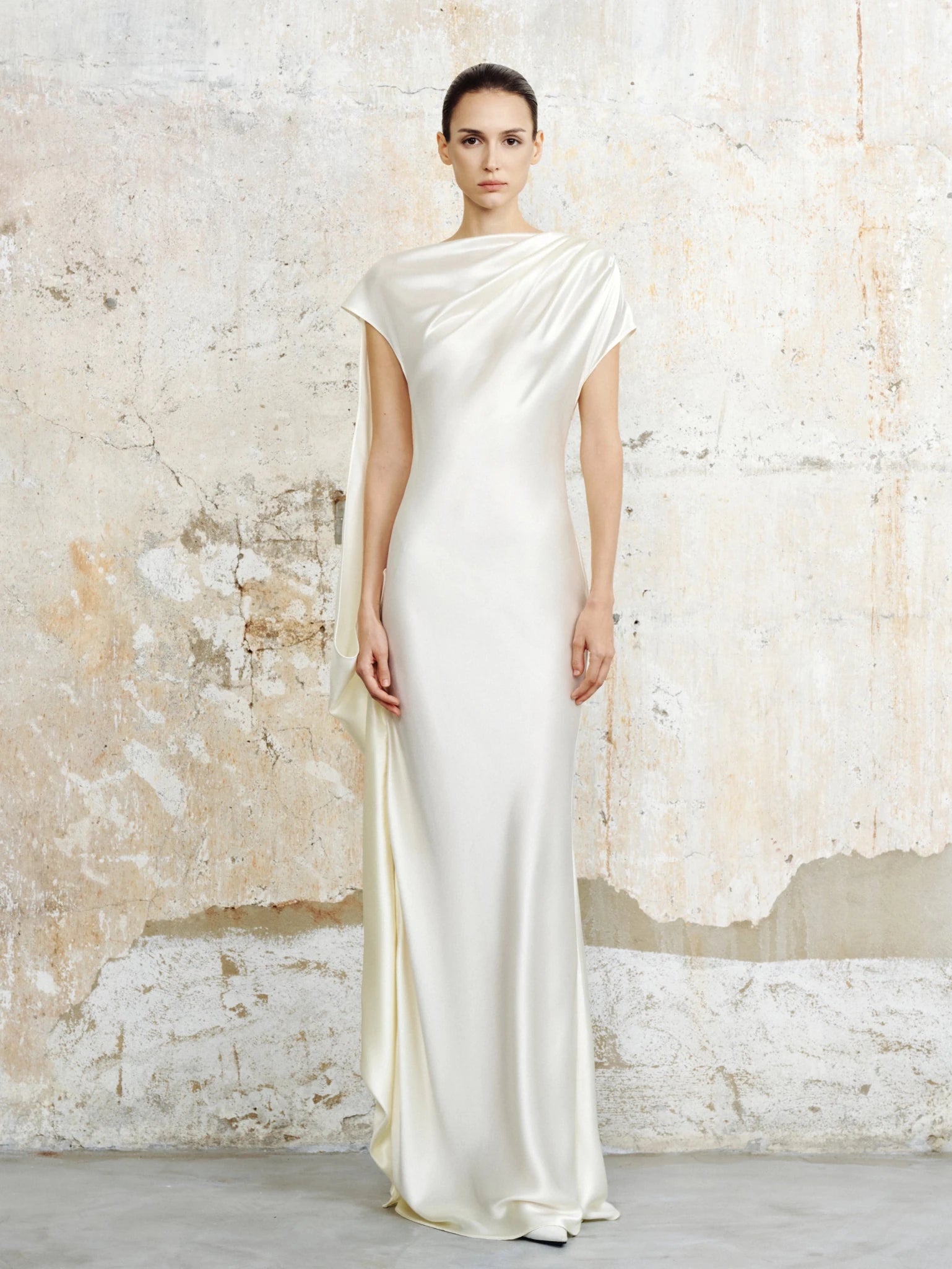 Odette Asymmetric Satin Maxi Dress - COCOSIN.OFFICIAL