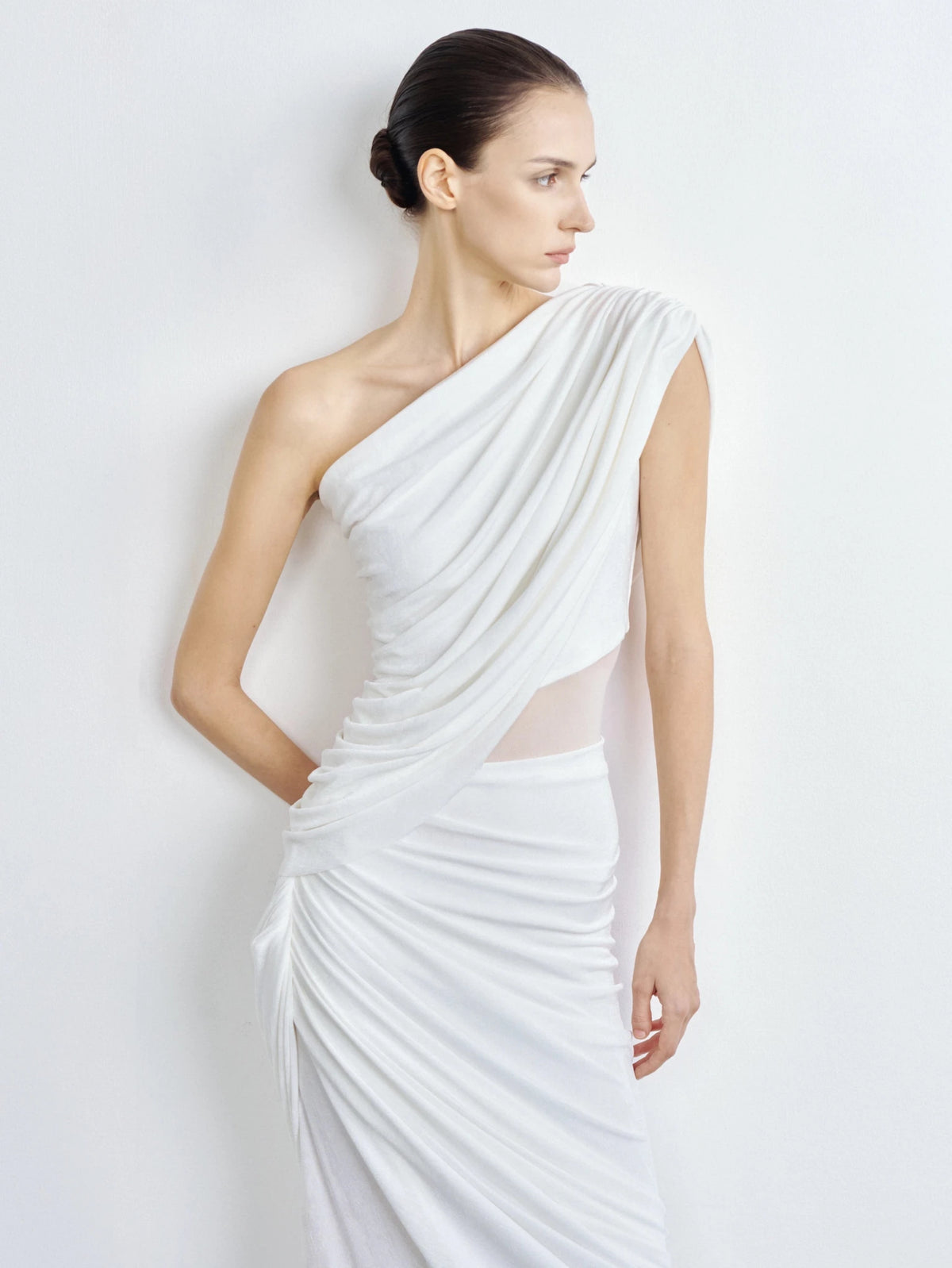 One-Shoulder Draped Cutout Gown - COCOSIN.OFFICIAL
