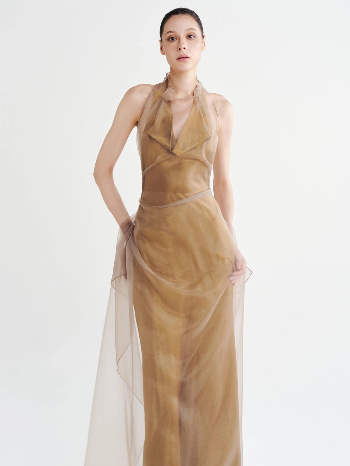 Organza Overlay Satin Halter Gown - COCOSIN.OFFICIAL