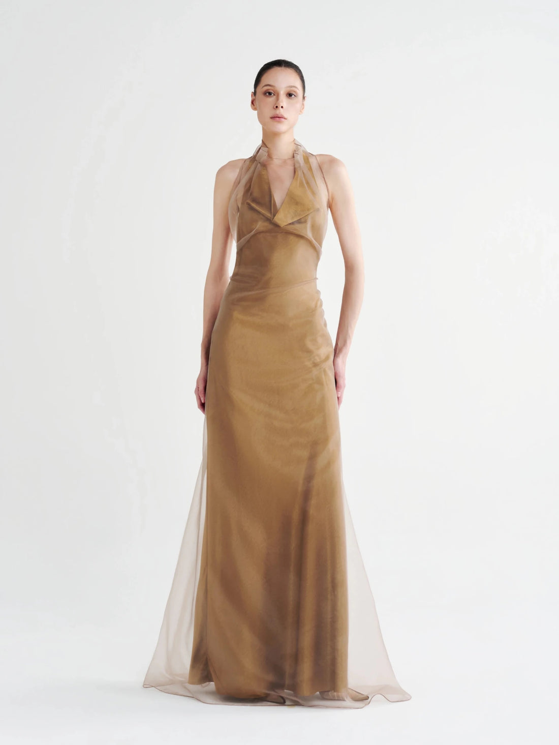 Organza Overlay Satin Halter Gown - COCOSIN.OFFICIAL