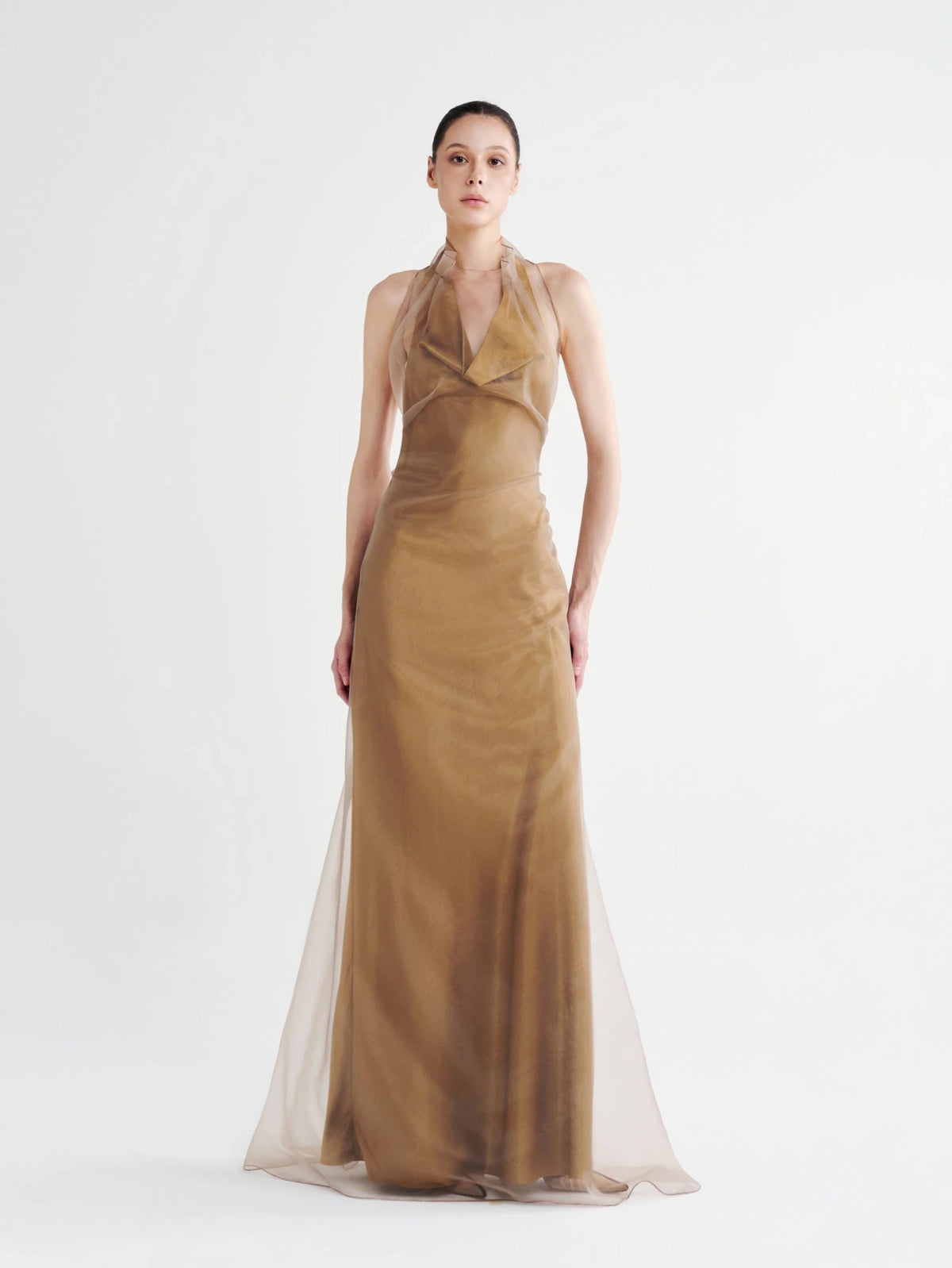 Organza Overlay Satin Halter Gown - COCOSIN.OFFICIAL
