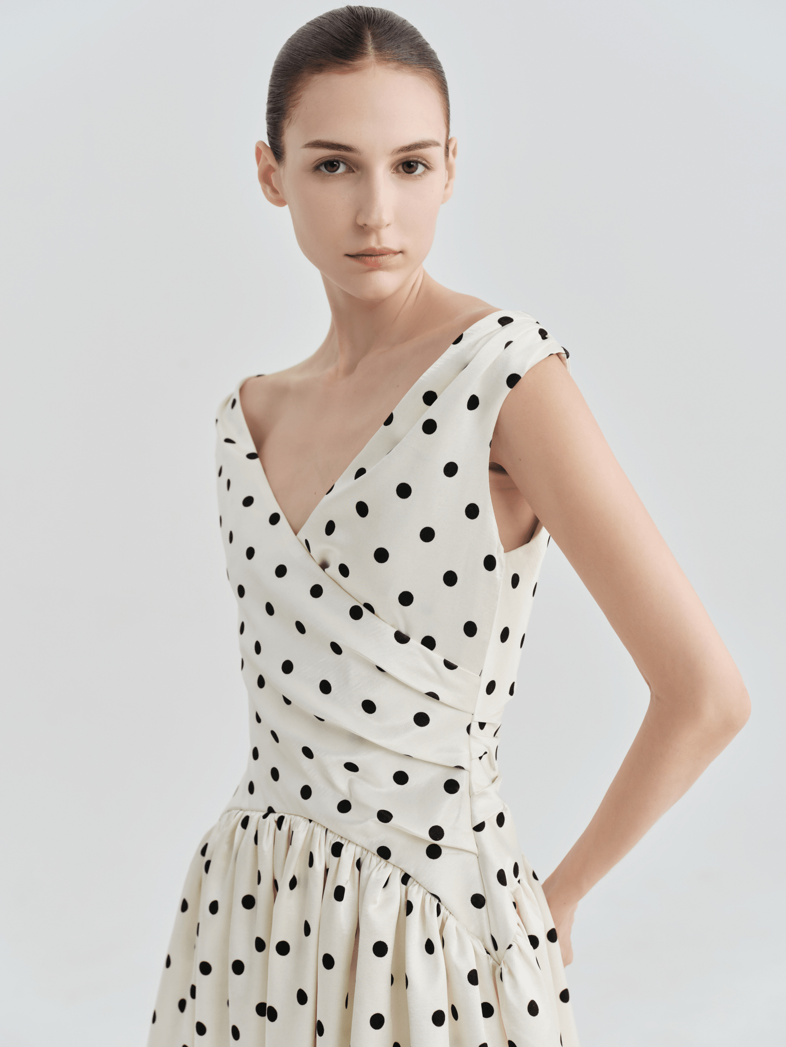 Polka Dot Bardot Wrap Midi Dress - COCOSIN.OFFICIAL
