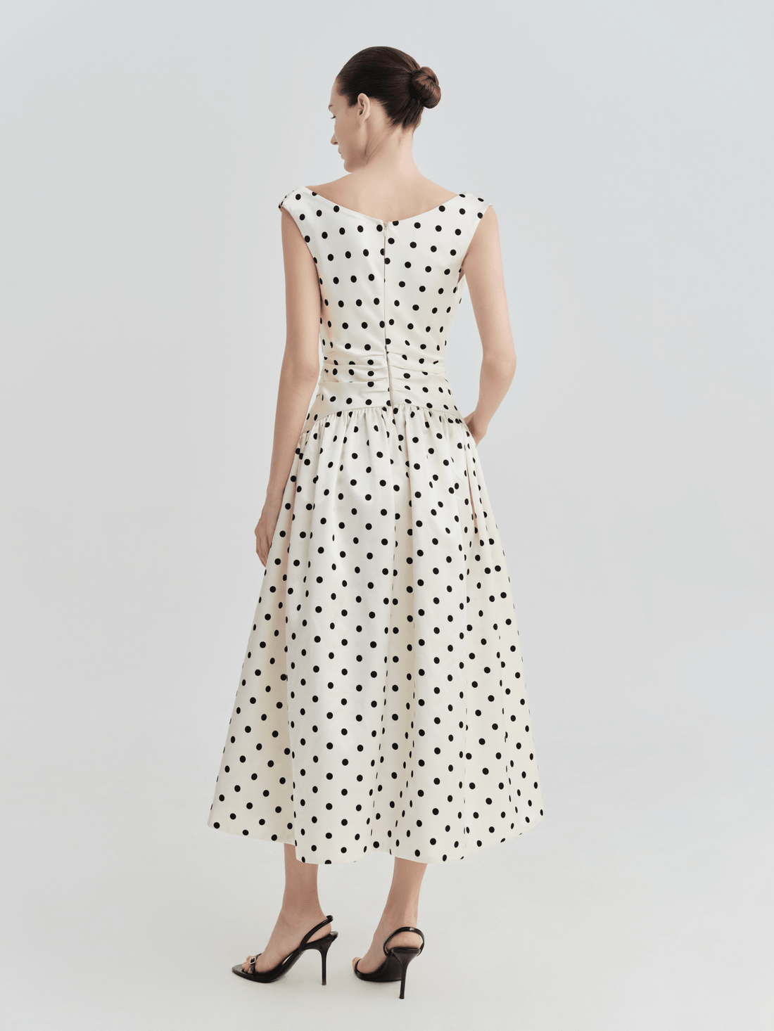 Polka Dot Bardot Wrap Midi Dress - COCOSIN.OFFICIAL