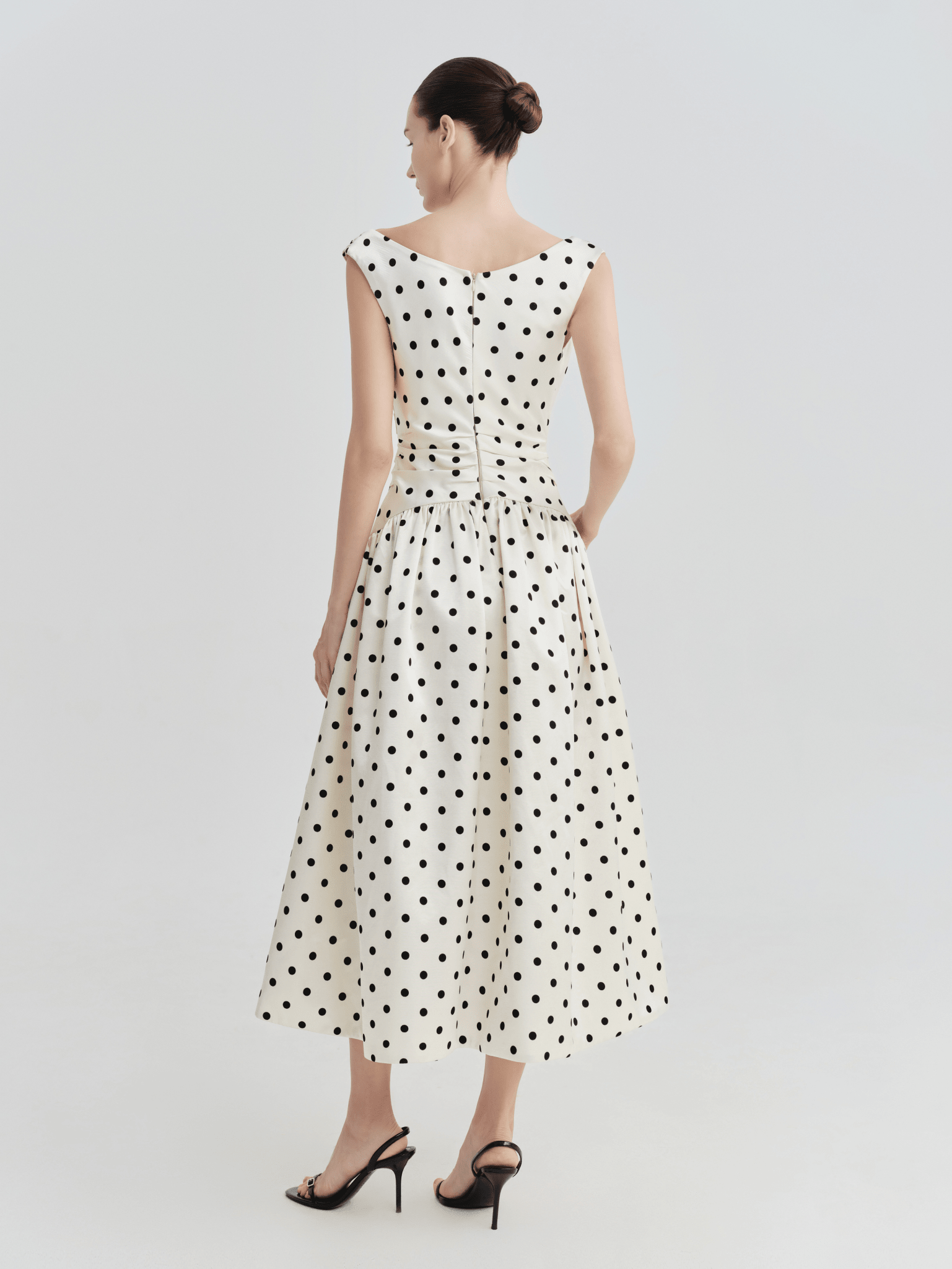 Polka Dot Bardot Wrap Midi Dress - COCOSIN.OFFICIAL