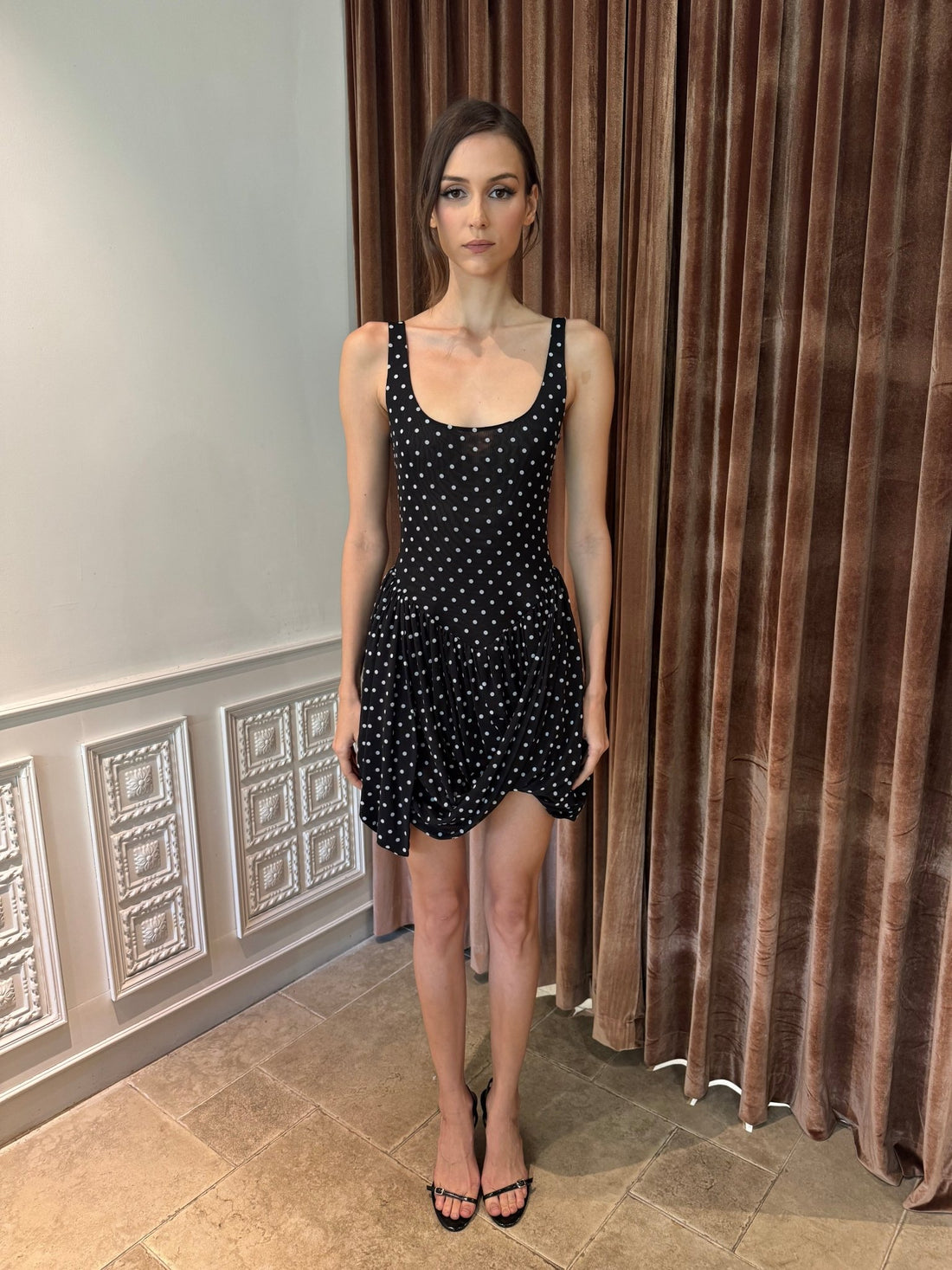 knee length dresses for ladies Basque Waist Eyelet Mini Dress Medium main image 0