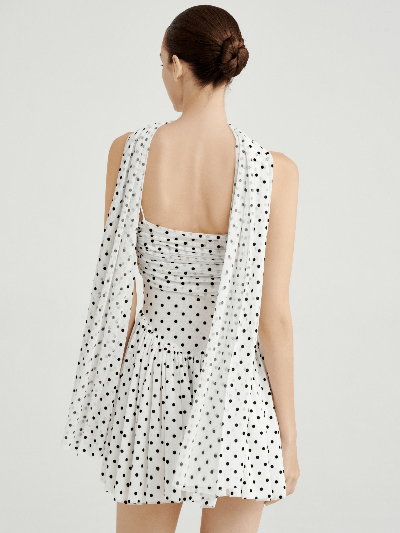 Polka Dot Mesh Ruched Mini Dress for Effortless Elegance – COCOSIN.OFFICIAL