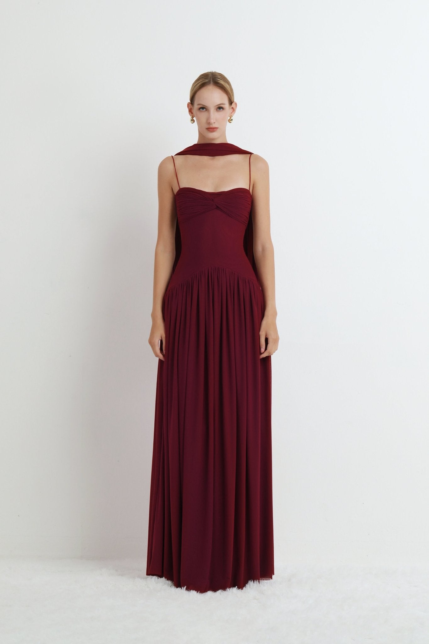 Red - Muse Mesh Halter Gown - COCOSIN.OFFICIAL