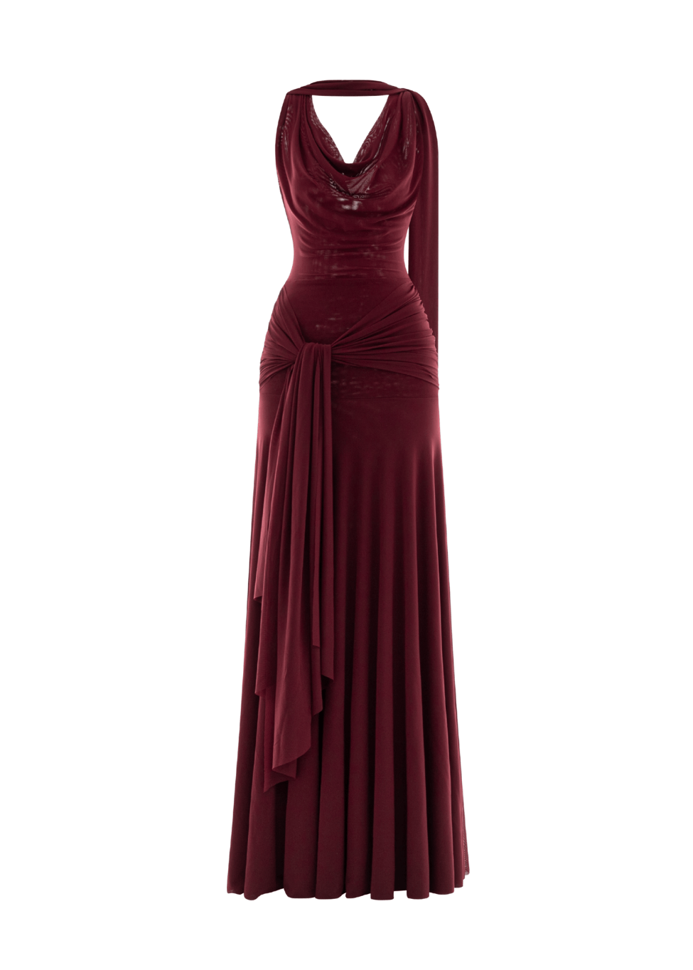 Red - The Solène Drape Maxi Dress - COCOSIN.OFFICIAL