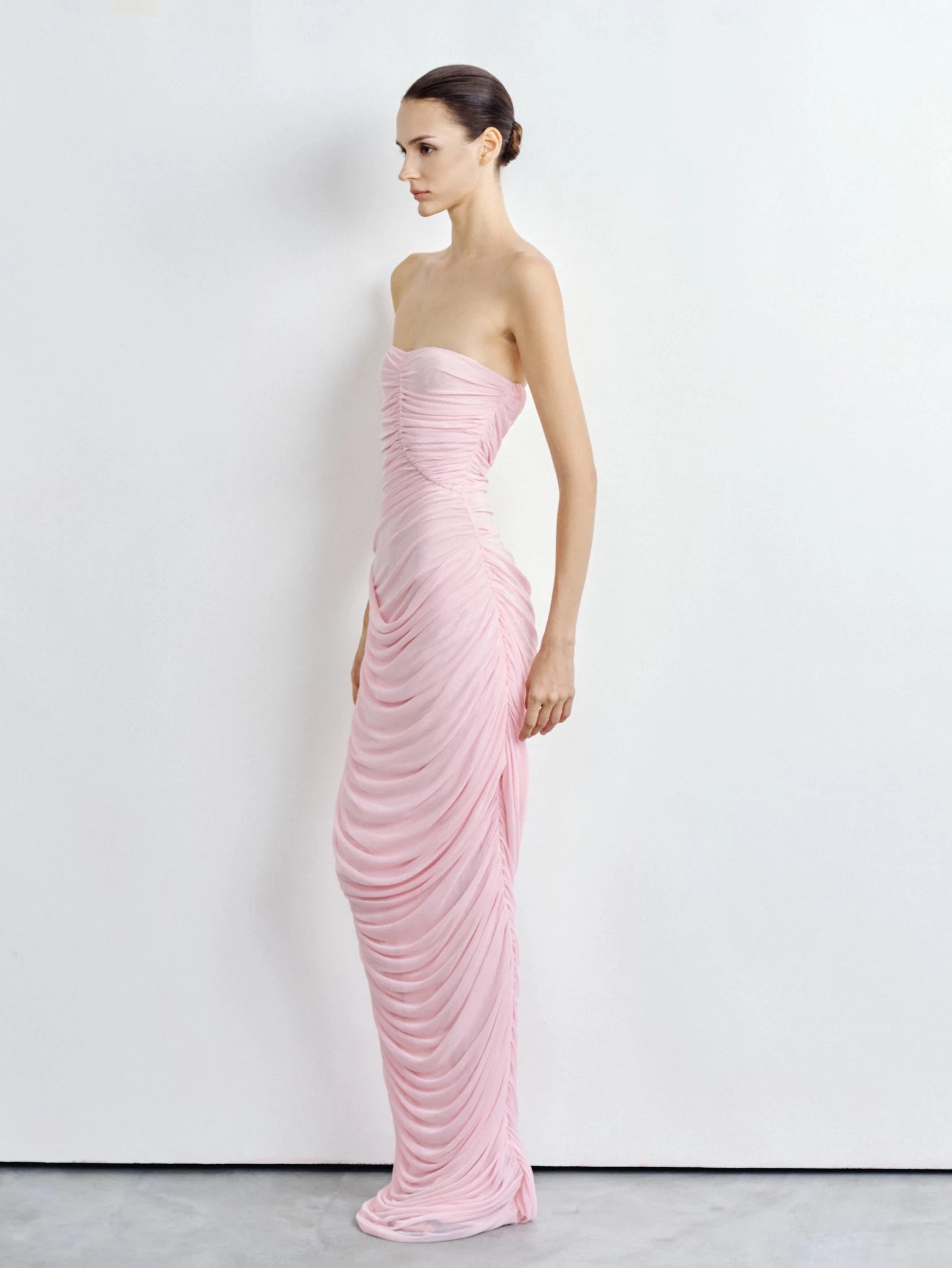Strapless Ruched Mesh Gown - COCOSIN.OFFICIAL