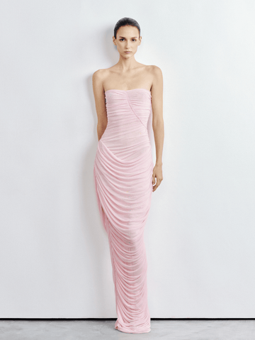 Strapless Ruched Mesh Gown - COCOSIN.OFFICIAL