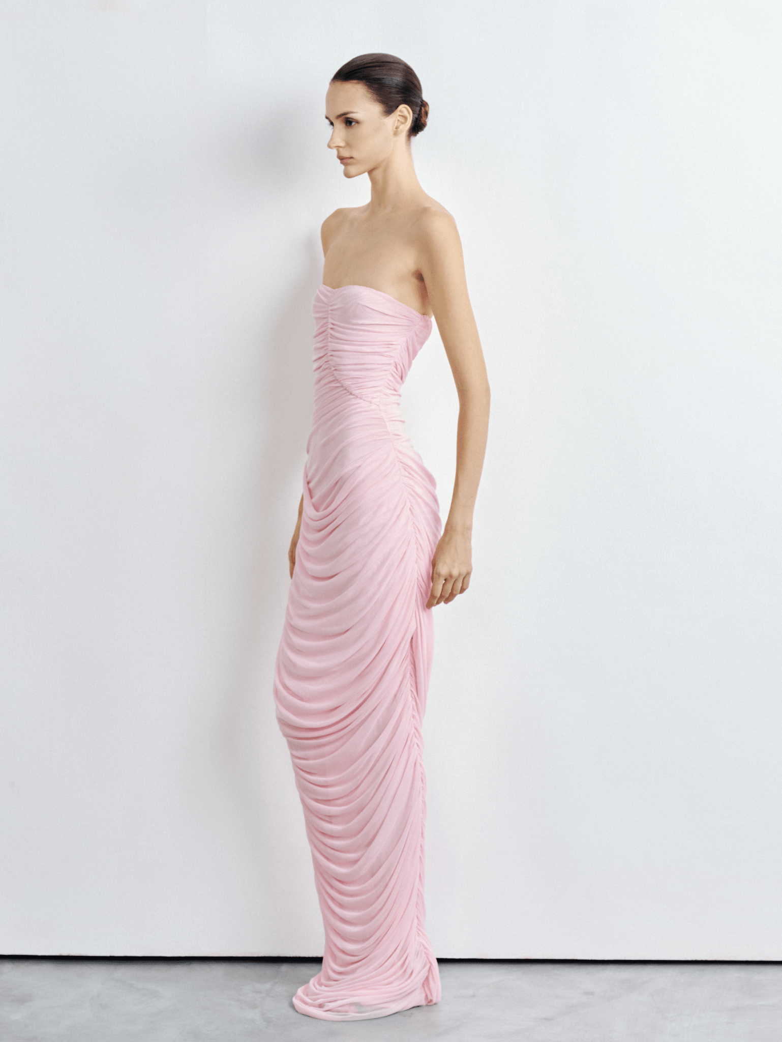 Strapless Ruched Mesh Gown - COCOSIN.OFFICIAL