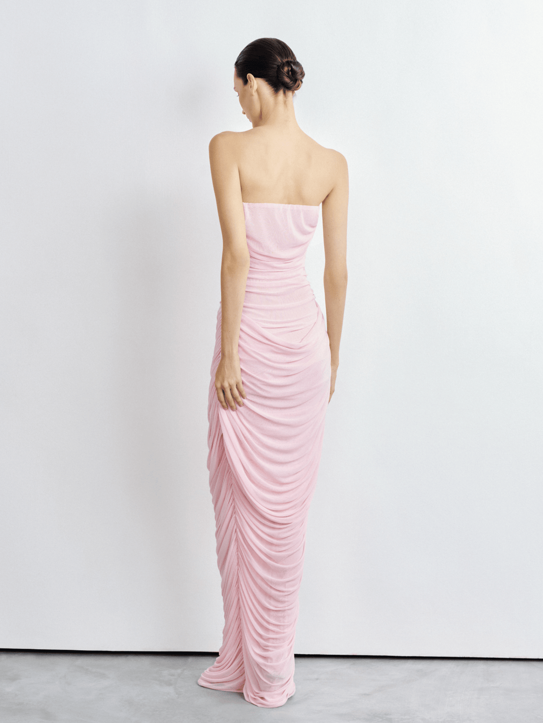 Strapless Ruched Mesh Gown - COCOSIN.OFFICIAL