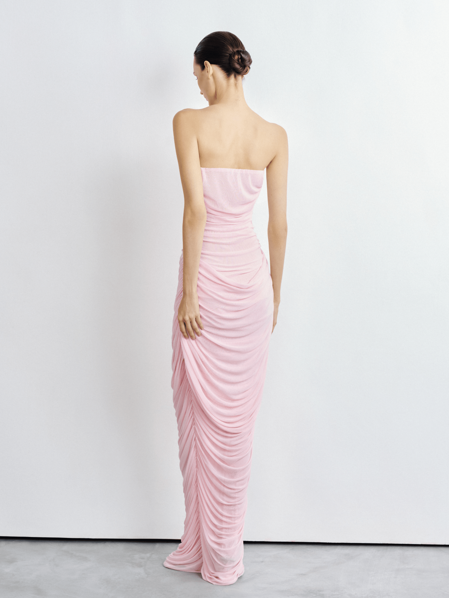 Strapless Ruched Mesh Gown - COCOSIN.OFFICIAL
