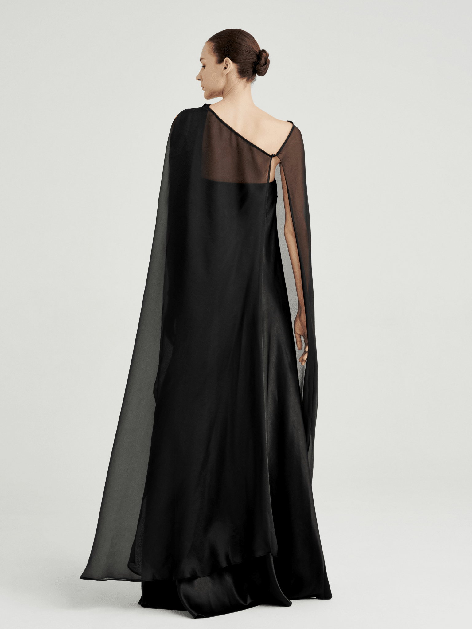 cape overlay maxi dress Strapless Satin Maxi Dress with Sheer Cape Overlay – COCOSIN.OFFICIAL